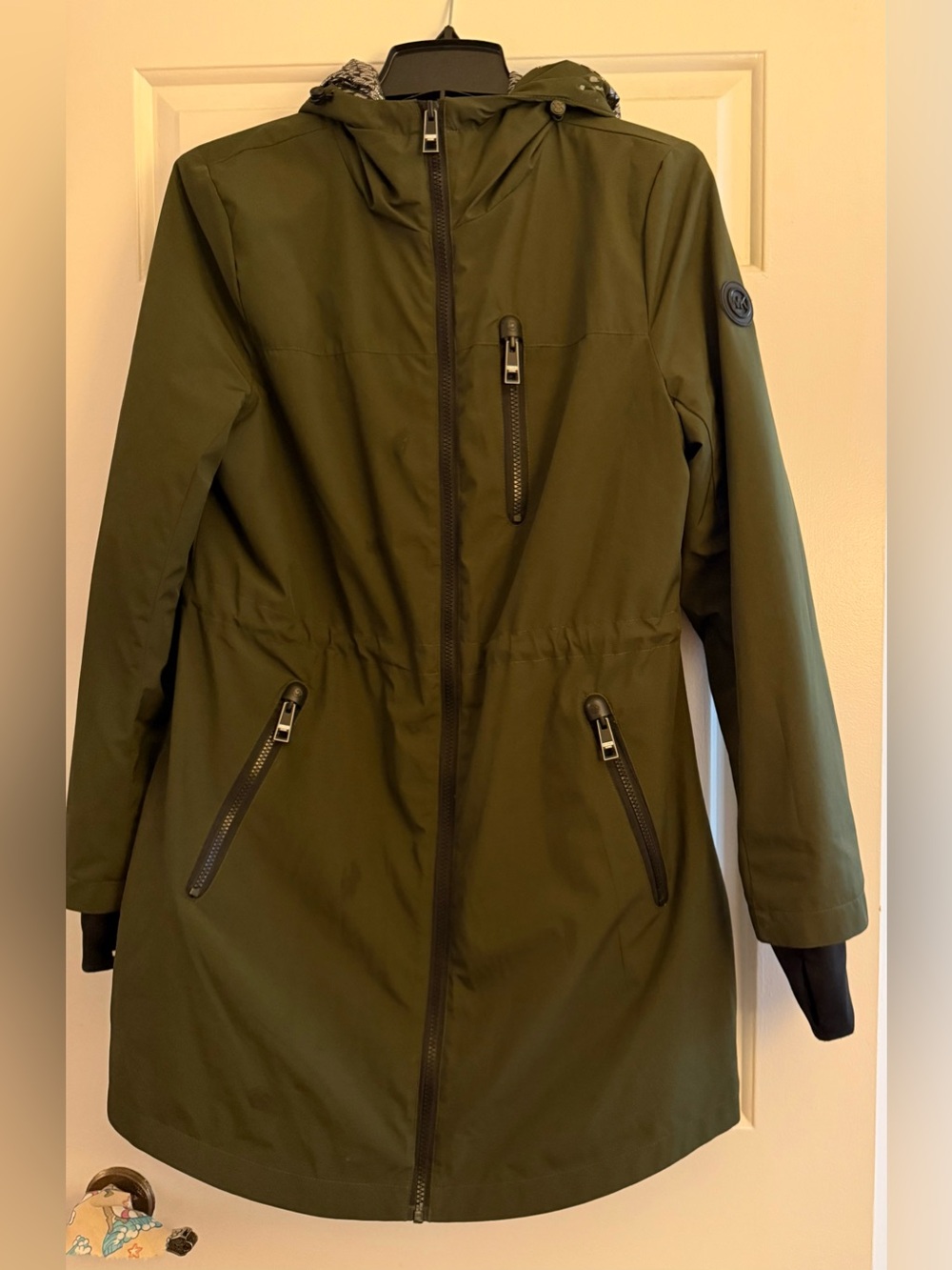 Michael Kors Olive Green Hooded Trench Coat - Picture 2 of 8
